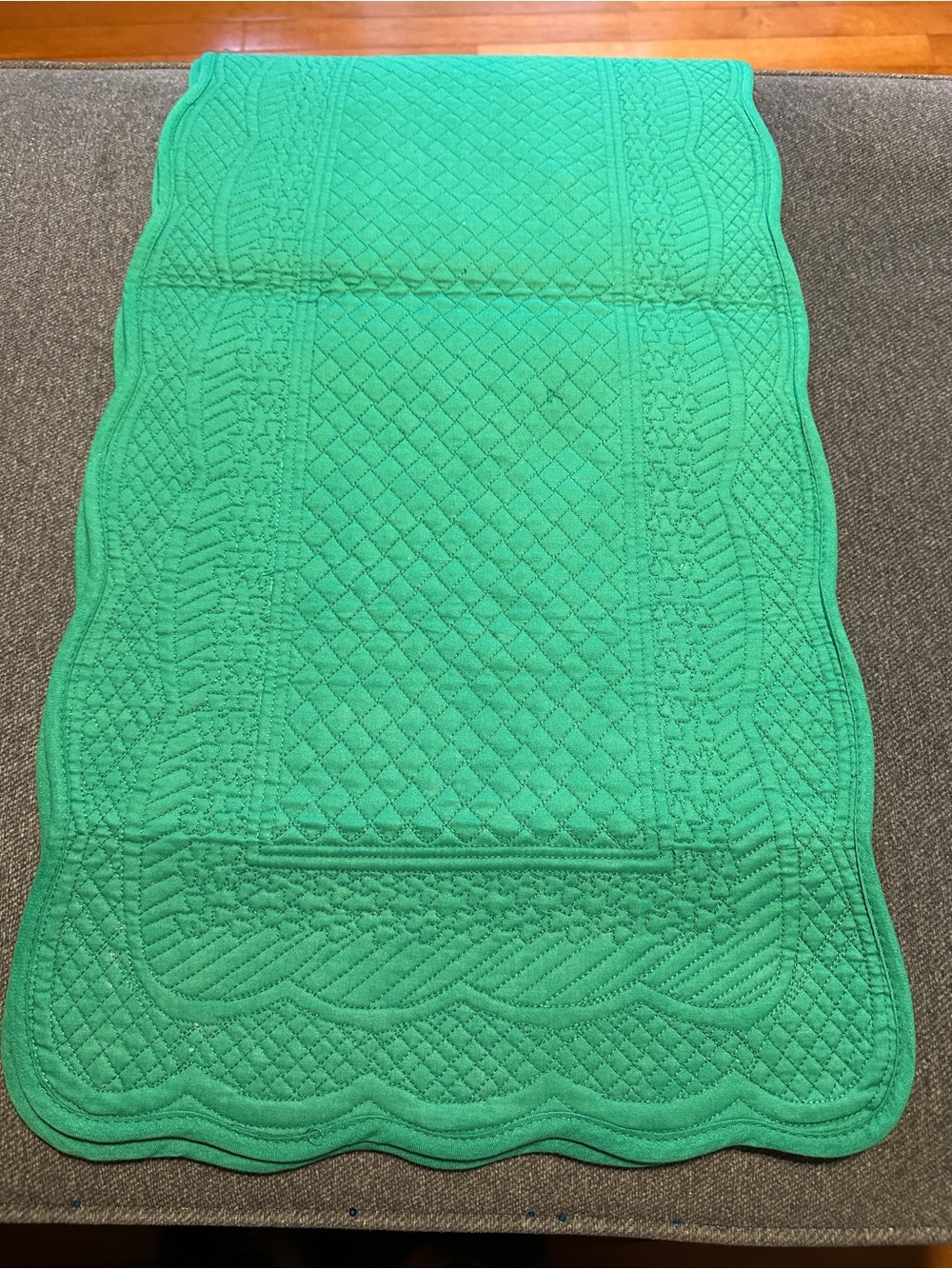 Green Quilted Decorative Table Runner (70 Inches)